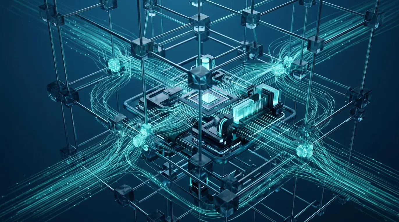 Abstract visualisation of a GPU compute fabric